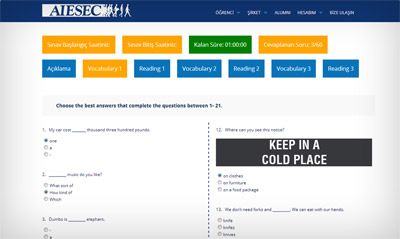 AIESEC Sınav Web Tasarımı