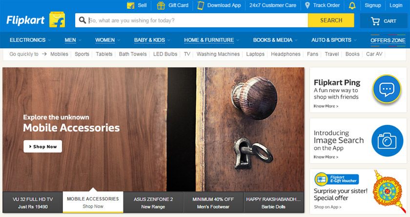 Flipkart Dağınık E-Ticaret Sitesi Tasarımı